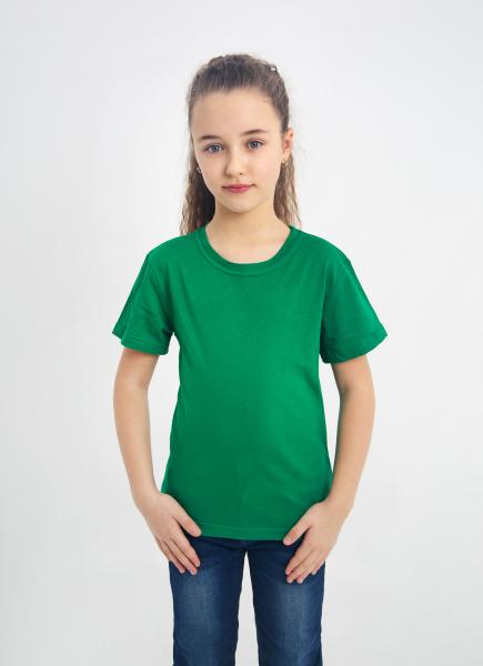 Детская зеленая  футболка девочкам и мальчикам для физкультуры в садик и школу хлопок 100% плотность 160г на кв.м 