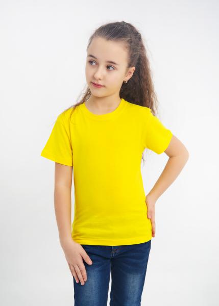 Детская желтая  футболка девочкам и мальчикам для физкультуры в садик и школу хлопок 100%  плотность 160г на кв.м 