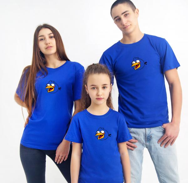 Футболка мужская , женская синяя злые птички , хлопок 100% плотность 160 , дизайнерская футболка angry birds