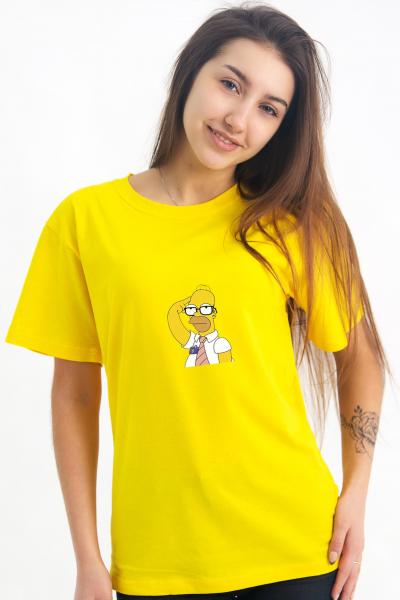 Футболка мужская , женская желтая симпсон гомер в очках , хлопок 100% , дизайнерская футболка гомер симпсон