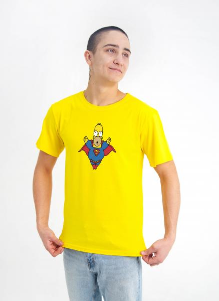 Футболка мужская , женская желтая симпсон гомер супермен, хлопок 100% , дизайнерская футболка гомер симпсон 