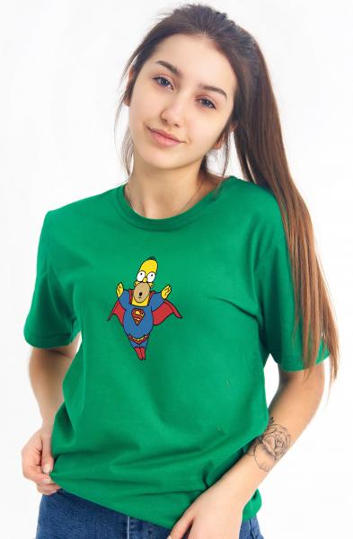 Зелёная футболка мужская , женская гомер симпсон , хлопок 100% плотность 160 г, зелёная футболка симпсоны