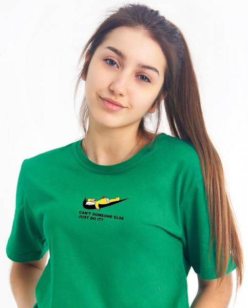 Зелёная футболка мужская , женская гомер симпсон Nike , хлопок 100% плотность 160 г, зелёная футболка симпсоны Найк 