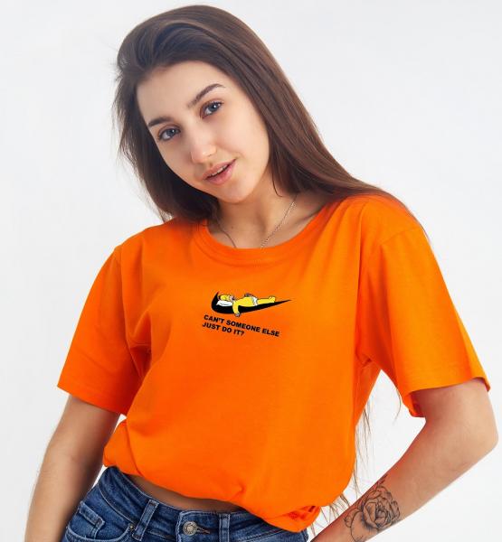 Футболка мужская , женская оранжевая гомер симпсон Nike , футболка оранжевая взрослая хлопковая симпсоны Найк