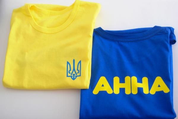 купить Детская футболка   с именем хлопок , футболка детская с гербом флагом украины