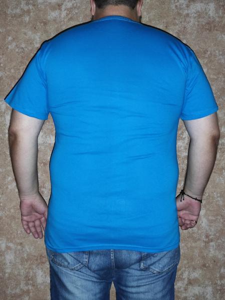 Батальная футболка голубого цвета , хлопок100% плотность160 , голубая большая унисекс футболка 3XL-5XL