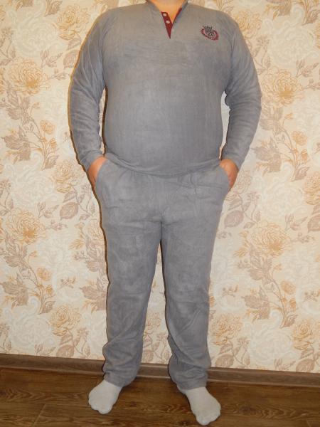 купить Мягкая  мужская пижама с карманами турецкая  флиссовая М-XXL , качественная серая мужская домашняя пижама