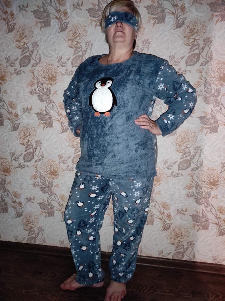 купить Женская тёплая зимняя  пижама флисс , турецкая пижама женская с маской для сна большой размер с карманами