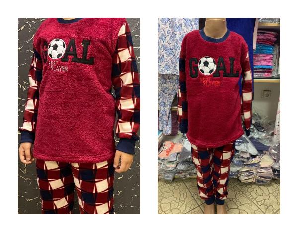 Пижама Турция тёплая  детская бордовая мальчику махра+флисс  от 3 до 10 лет , турецкая пижама мальчику подростку 