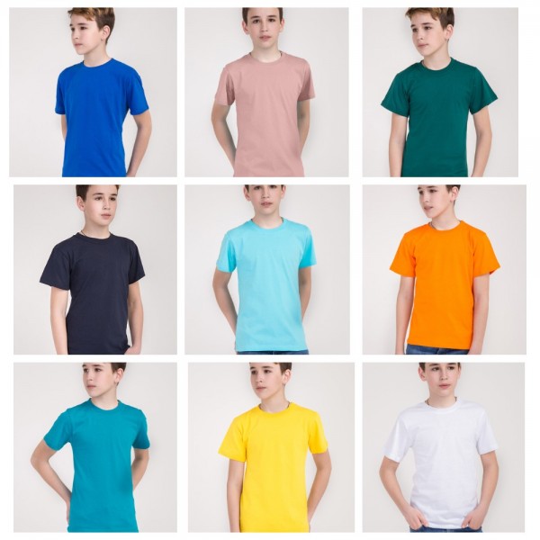 купить Детская   футболка мальчик девочка ( синяя , зелёная , желтая , оранжевая , чёрная )  для физкультуры в садик и школу хлопок 100% Супер качество плотность 160г на кв.м 
