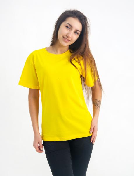 Женская футболка желтая для спорта и повседневной носки , хлопок 100% плотность 160 г на кв м