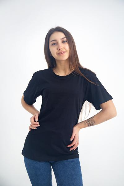 Женская футболка черная для спорта и повседневной носки , хлопок 100% плотность 160 г на кв м  