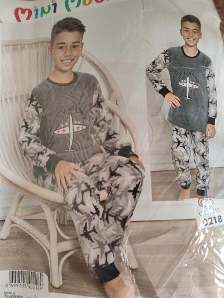 Пижама для мальчика детская турецкая 8-17 лет  , махра+флисс вышивка , тёплая пижама с самолётом детская подросток