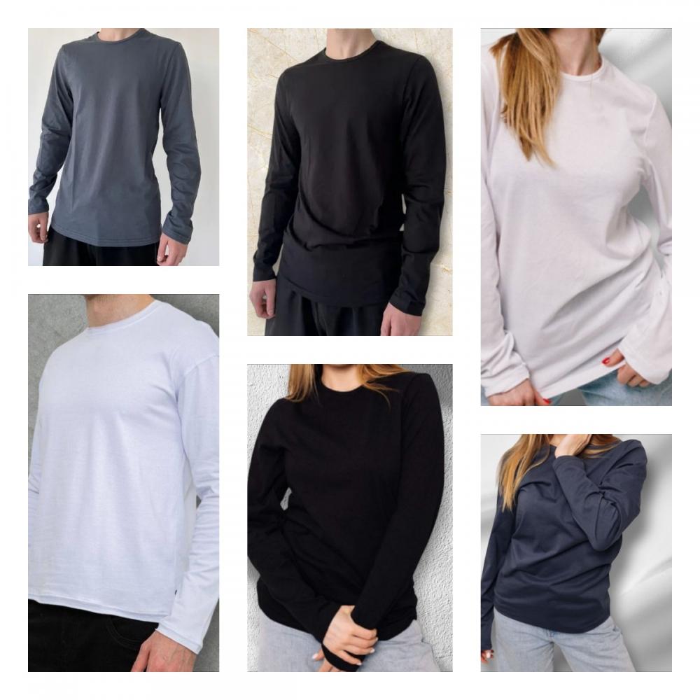 Лонгслив однотонный унисекс из хлопка