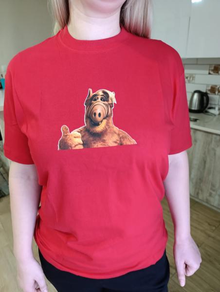 Футболка мужская женская с Альфом , однотонная футболка ALF  от S до 13XL