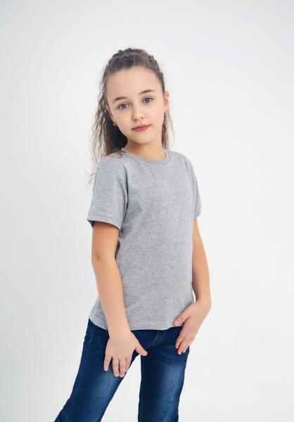 Дитяча однотонна сіра меланж базова футболка унісекс бавовна 3-16 років ,футболка хлопчику дівчинці сірого кольору в садок школу тренування зріст 98-164см Размер 38