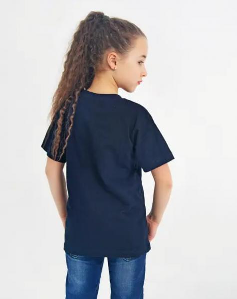Дитяча однотонна темно синя базова футболка унісекс бавовна 3-16 років ,  футболка хлопчику дівчинці темно синього кольору в садок школу тренування зріст 98-164см  Размер 34