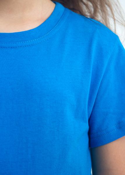 Дитяча однотонна блакитна базова футболка унісекс бавовна 3-16 років ,  футболка дівчинці  хлопчику  блакитного кольору в садок школу тренування зріст 98-164см 