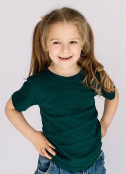 Дитяча темно зелена базова футболка унісекс бавовна 3-16 років ,  футболка хлопчику дівчинці темно зелена кольору в садок школу тренування зріст 98-164см 