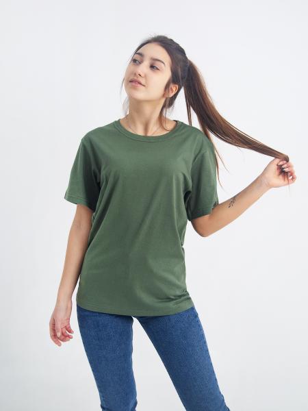 Футболка однотонна доросла унісекс Олива Хакі для спорту та повсякденної носки , однотонна базова футболка кольору Олива Хакі плотність 160 г на кв.м розміри S - 9XL Размер S