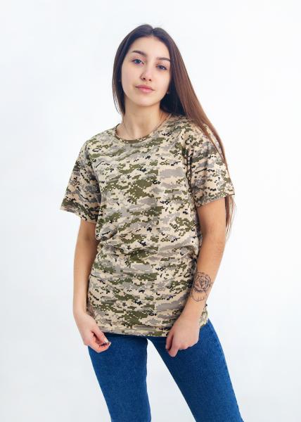 Футболка однотонна доросла камуфляж для спорту та повсякденної носки , однотонна базова футболка Піксель плотність 160 г на кв.м розміри S - 4XL Размер M