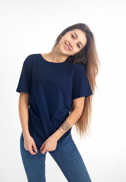 Футболка однотонна доросла унісекс темно синя для спорту та повсякденної носки , однотонна базова футболка темно синього кольору плотність 160 г на кв.м розміри S - 9XL 