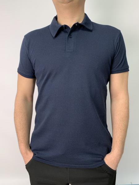 Поло Синій однотонный базовий , літній поло синього кольору однотонний , плотність 220 г на кв .м тканина Лакоста розміри  M - 6XL Размер L