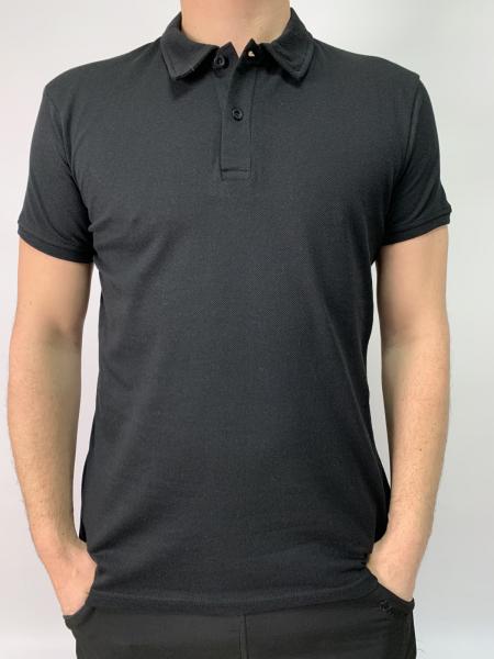 Поло Чорний однотонный базовий , літній поло чорного кольору однотонний , плотність 220 г на кв .м тканина Лакоста розміри  M - 6XL Размер XXL