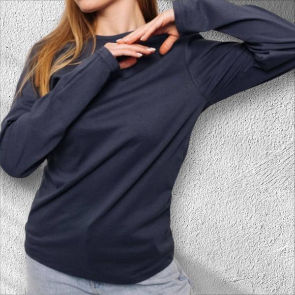 Жіночий лонгслів сірого кольору бавовна без синтетики щільність 160 г на кв м, легка сіра однотонна футболка з довгим рукавом унісекс від М до 3XL Размер L