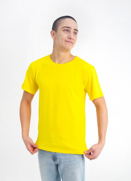 Футболка однотонна доросла унісекс жовта  для спорту та повсякденної носки , однотонна базова футболка жовтого кольору плотність 160 г на кв.м розміри S - 9XL Размер L