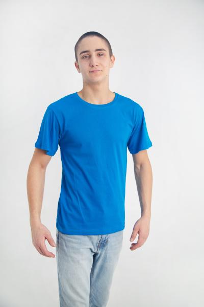 Футболка однотонна доросла унісекс блакитна  для спорту та повсякденної носки , однотонна базова футболка блакитного кольору плотність 160 г на кв.м розміри S - 9XL Размер XXL