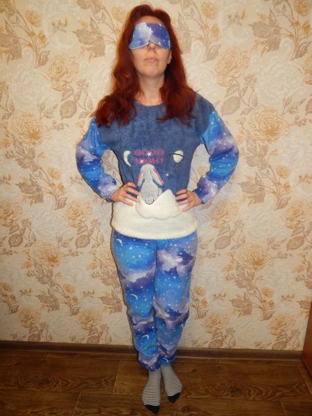 М'яка зимова піжама турецька жіноча флісс з маскою для сну, яскрава жіноча піжама з зайцем S M L XL  Размер M