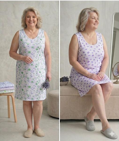 Ночнушка жіноча бабусина сорочка без синтетики , сорочка  нічна жіноча кольорова 48-60р (вибирайте розмір при замовленні) Размер 60