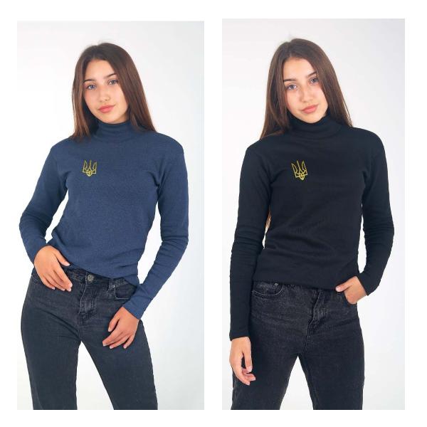 Гольф унісекс з гербом Украини , патриотичні водолазки з тризубом , водолазка однотонна базова осінь весна з тризубом М-4XL Размер L