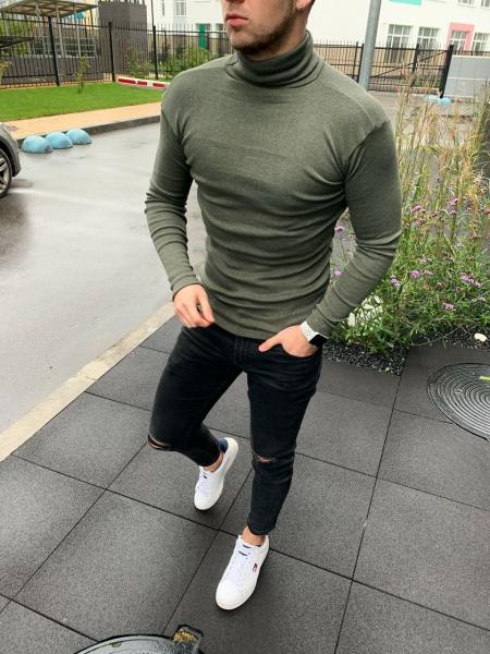 Гольф однотонний чоловічий Олива ( Хакі ) , водолазка  кольору Олива весна осінь ефект термобілизни M-4XL Размер L