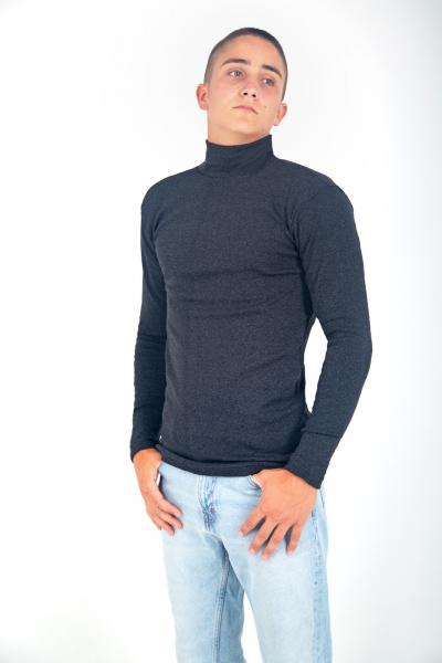 Гольф чоловічий однотонний темно сірий ефект термобілизни, тепла чоловіча водолазка колір темно сірий M L XL 2XL Размер XXL