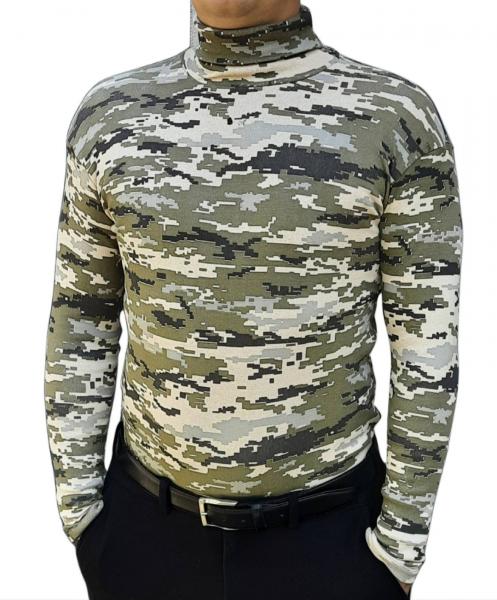 Гольф чоловічий військовий піксель ефект термобілизни, тепла чоловіча водолазка колір камуфляж піксель M L XL 2XL Размер M