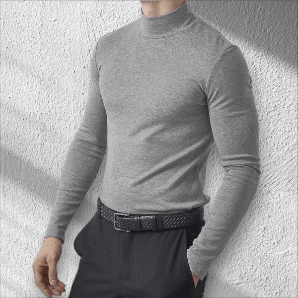 Гольф чоловічий однотонний сірий Меланж ефект термобілизни, тепла чоловіча водолазка колір сірий Меланж M L XL 2XL Размер L