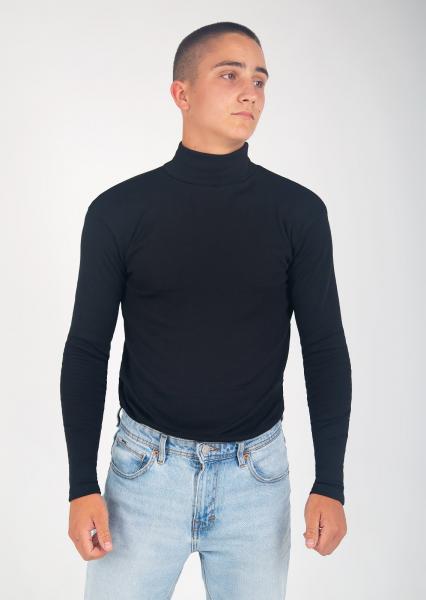 Гольф чоловічий однотонний чорного кольору ефект термобілизни, тепла чоловіча водолазка колір чорний M L XL 2XL Размер XL