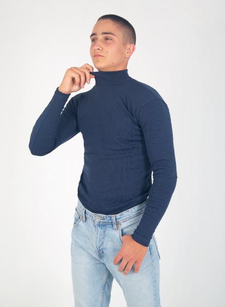 Гольф чоловічий однотонний Індіго ефект термобілизни, тепла чоловіча водолазка колір Індіго M L XL 2XL Размер XXL