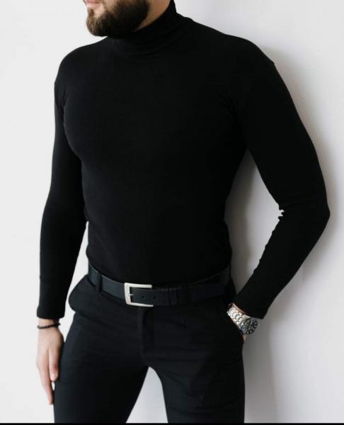 Гольф однотонний чоловічий Смола воріт стійка, ефект термобілизни ,  чоловіча водолазка осінь весна чорного кольору m,l,xl,xxl Размер XXL