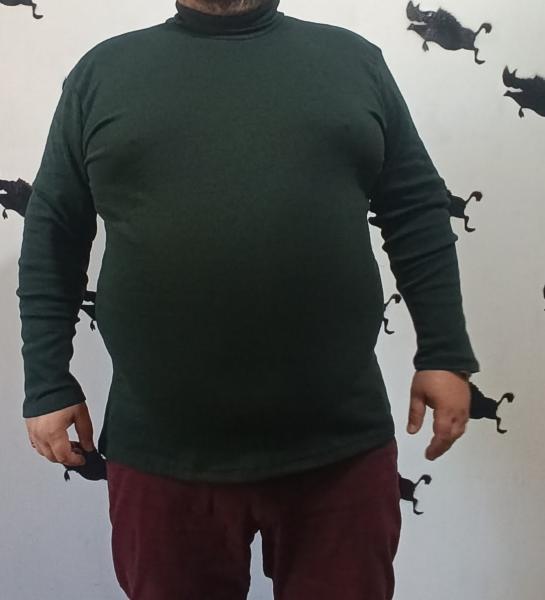 Чоловіча батальна базова водолазка темно зелена — теплий гольф рібана великого розміру , ефект термобілизни 6XL , 8XL (68–72 розмір)  Размер 6XL
