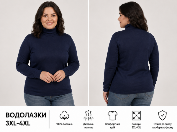 Батальна тепла водолазка базова однотонна зима , осінь синього кольору  , гольф великого розміру теплий синій Індіго (56-62р)  3XL , 4XL  Размер 4XL