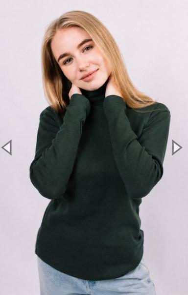 Водолазка базова однотонна мінімалістична темно зелена, гольф жіночий осінь весна темнио зелений базовий  однотонний M L XL 2XL   Размер L